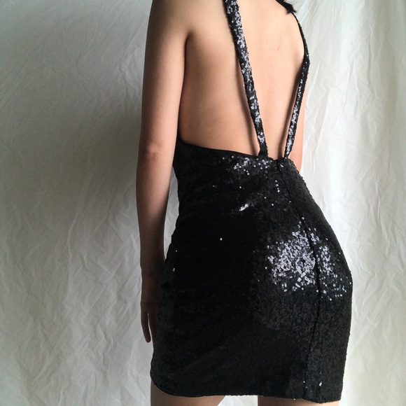 Cute black sequin Tank Top party Mini Dress - Picture 3 of 3